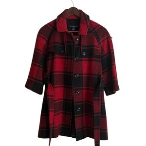 Gap Buffalo Plaid Checker Belted Wool Coat Sz S